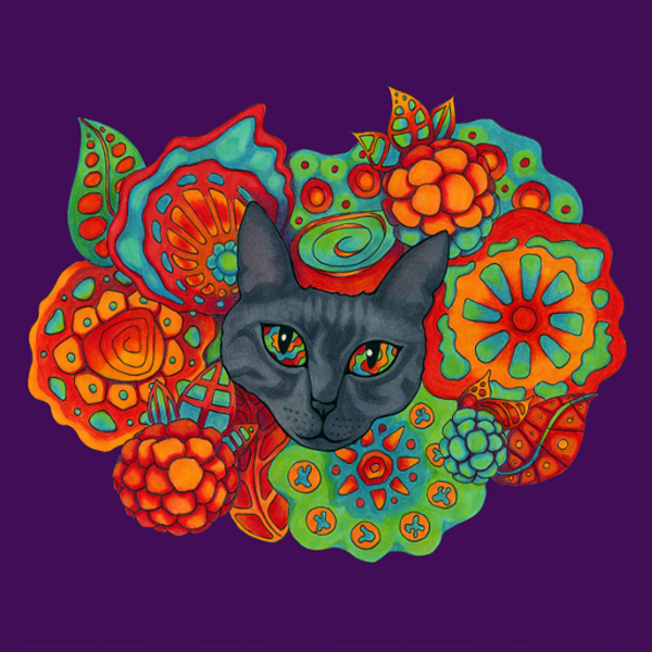 Strange Berry Cat Illustration