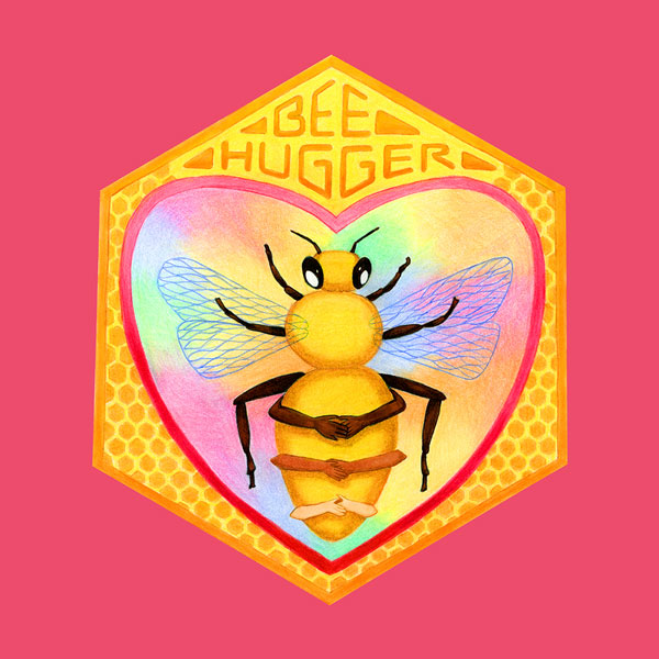 Bee hugger sticker illustration