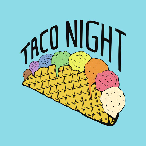 Ice cream taco night illustration